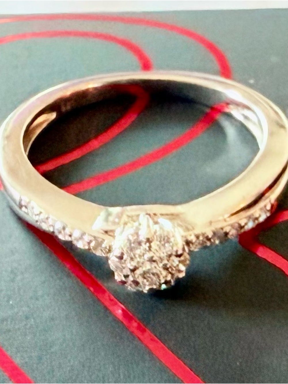 Diamond Cluster Solitaire Engagement Ring in White Gold